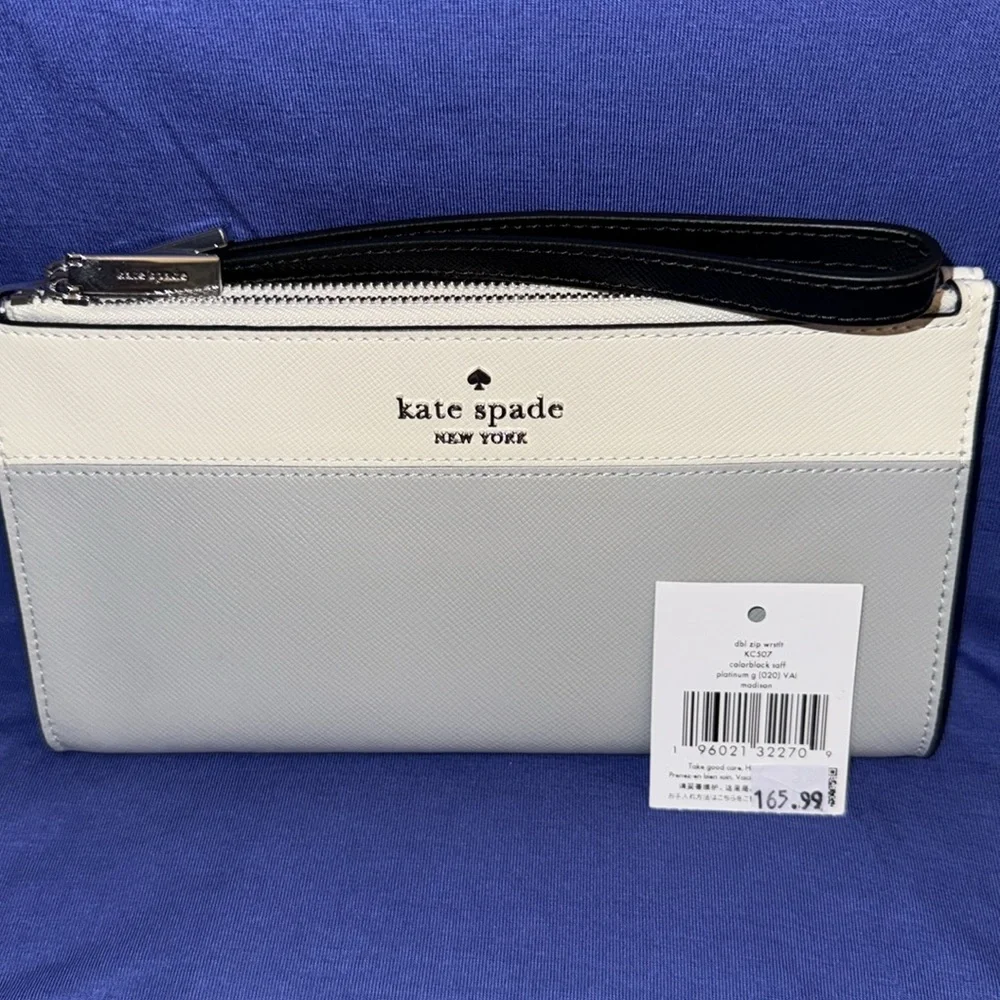 kate spade Black, White and Gray double zip Wristlet
